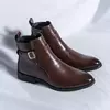 Botas de couro macio chelsea para homens, botas pontiagudas, estilo britânico casual, sapato alto curto, moda empresarial clássica