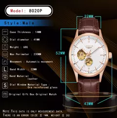 Relógio de pulso mecânico automático masculino, relógio estilo elegante, esqueleto de roma - comprar online