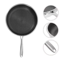 Frigideira pequena antiaderente de aço inoxidável wok frigideira de trabalho 4