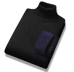 Pulôver de gola alta masculino, gola alta, velo, quente, slim fit, suéter casual, jumper monocromático, tendência de inverno, 4XL - Wolf Magazine