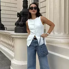 TRAF-Colete de botões sem mangas feminino, jaquetas de verão, colete rosa, streetwear, blusa de moda feminina, branco, 2022 - comprar online