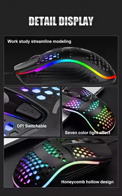 Cabo com fio jogos 7 respiração led luz traseira do mouse óptico usb computador escavado para fora ratos computador portátil desktop 4d pc uso doméstico escritório - comprar online