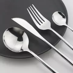 Aço inoxidável Golden Talheres Set, Faca, Garfo, Colher, Talheres, Talheres, Festival Cozinha, Louça, Presente, Punho Preto, 24pcs