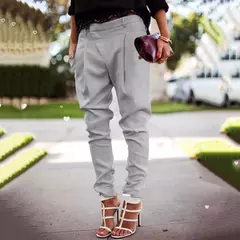 Mulheres chique moda escritório wear harem lápis calças 2023 novo elástico na cintura botão feminino calças casuais streetwear - comprar online