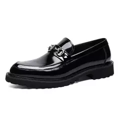 Sapato masculino vestido de fivela de rua, mocassins de couro genuíno, sapatos casuais luxuosos, sapato elegante bom ponto afiado, alta qualidade - comprar online