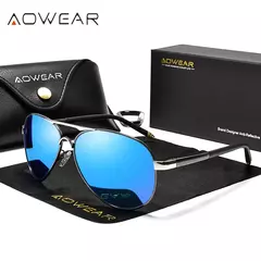 AOWEAR-Óculos polarizados aviação para homens, óculos de sol espelho de direção, óculos piloto clássico, marca masculina Design
