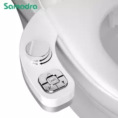 SAMODRA-Fixação do Assento Sanitário, Bidé de Botão, Limpeza Não Elétrica, Bocal Duplo, Lavagem Frontal e Traseira, Água Fresca