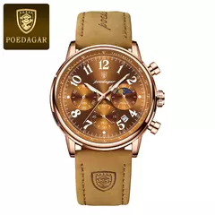 POEDAGAR-Relógio desportivo militar de luxo masculino, cronógrafo luminoso impermeável, relógios masculinos, quartzo, nylon, couro, data - comprar online