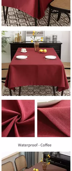 Tela resistente, moderna e simples e engrossada do linho do algodão do óleo impermeável da toalha de mesa de chá, cor sólida - comprar online