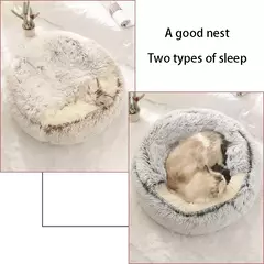 Cama macia quente do animal de estimação do luxuoso com tampa, ninho redondo do sono, caverna para cães pequenos, colchão do gato, gatinho - Wolf Magazine