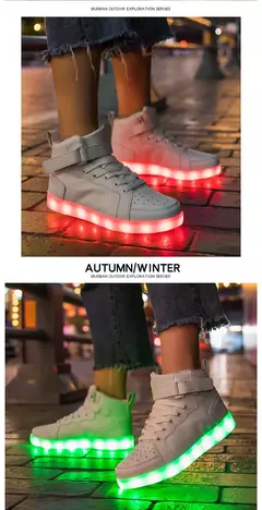Imagem do Tênis luminosos infantis, tênis de LED com sola luminosa, sapatos iluminados para crianças, meninos e meninas, tamanho 25-40