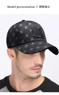Imagem do Boné de beisebol masculino estampado na moda, todo preto, tudo combina, maré de rua, marca pica, chapéu masculino, verão