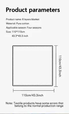 Cobertor de algodão para recém-nascidos, 6 camadas, swaddle de alta densidade, cobertor respirável, cobertor infantil - comprar online