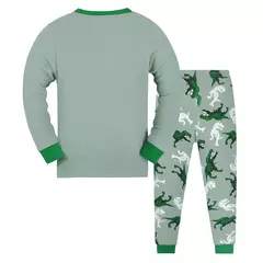T-Rex infantil com padrão de dinossauro pijama, top e calça de manga comprida, pijama casual confortável, loungewear para menino - comprar online