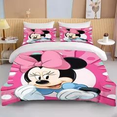 Minnie Mickey Mouse cama conjunto para meninas, capa de edredão, gêmeo, rainha, rei, desenhos animados, capa macia, 2 fronhas, 3 pcs na internet