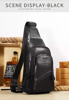Imagem do BULLCAPTAIN-Bolsa de Peito de Couro Masculina, Grande Capacidade, Bolsa Mensageiro Casual, Classic, XB 127, Latest, 2023