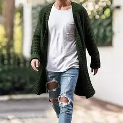 Cardigã de malha de algodão masculino, suéteres finos de manga comprida, outwear masculino monocromático, casaco quente, moda casual, novo, outono, inverno - loja online