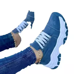 Sapatilhas de plataforma vulcanizada para mulheres, calçados esportivos casuais com renda, calçado feminino confortável, moda feminina, novo 2024 - Wolf Magazine