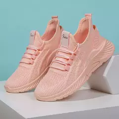 Sapatos de corrida leves e respiráveis para mulheres, calçados esportivos antiderrapantes, ao ar livre, macios, com cordões, moda, tênis na internet