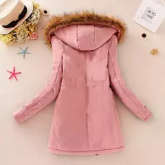 Casaco fino acolchoado de algodão para mulheres, parkas com capuz casual, sobretudo quente acolchoado, outono e inverno, 2023, 2023, emboridery, novo - loja online