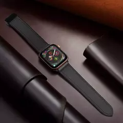 Imagem do Pulseira magnética para iWatch Series 9, pulseira de couro e silicone para Apple Watch Band, Ultra 2, 49mm, 44mm, 45mm, 41mm, 40mm, 38mm, 42mm, 8, 7, SE, 6