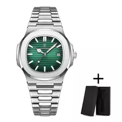 Poedagar relógio de luxo negócios à prova dwaterproof água masculino relógio luminoso data aço inoxidável quadrado quartzo relógio masculino reloj hombre 2024 novo na internet