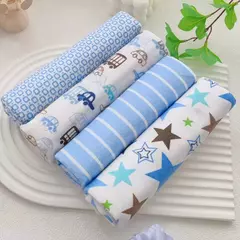 Cobertor de Flanela Supersoft Newborn, 100% Algodão, Cobertor de Bebê, Lençol de Bebê, Fraldas New Born, 76x76cm, 4 unidades por pacote