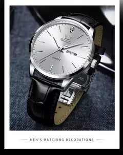 OLEVS-Relógio Quartz Masculino, Relógio de Pulso em Couro, Big Dial, Calendário Duplo, Impermeável, Luminoso, Top Brand, Moda, 2935, 43mm - comprar online