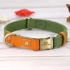 Coleira de cachorro personalizada conjunto de coleira de couro de náilon pet id colar anti-perdido fivela coleiras com corda de chumbo para cães pequenos e grandes pug na internet