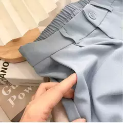 Calça feminina elástica de cintura alta, calça feminina do escritório, casual solta streetwear, reta, preta, nove pontos, moda, outono, primavera na internet