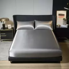 Imagem do Elegante cetim equipado lençol, folha equipada, luxuoso Universal King e Queen Size, 35cm de altura, adiciona opção para sua decoração do quarto