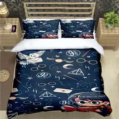 Imagem do 3d quente magia academia harry potter impressão conjuntos de cama suprimentos conjunto consolador adolescentes meninas dos desenhos animados gêmeo único presente do miúdo