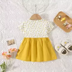 Vestido de alça de flor para bebê, Decoração de flores, colarinho dobrável, doce vestido de princesa, verão, novo - comprar online