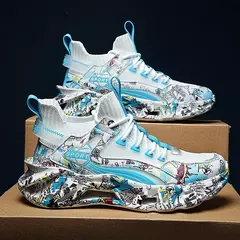 Sapatilhas High Street Graffiti para homens e mulheres, tênis de corrida leve Blade, meias de amortecimento confortáveis, calçados esportivos, calçados masculinos na internet