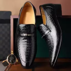 Crocodilo padrão couro formal masculino sapatos, sapatos sociais casuais, novo estilo, sapatos de casamento de luxo - loja online