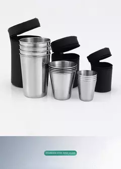 Copos portáteis de aço inoxidável, Mini Set, ao ar livre, prático, viagens, uísque, copos, cozinha, jantar, bar, casa, 30ml, 170ml