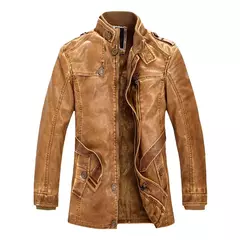 Inverno casaco de lã grossa casaco de couro longo outwear moda quente casual vintage roupas para homem steampunk biker jaqueta - Wolf Magazine