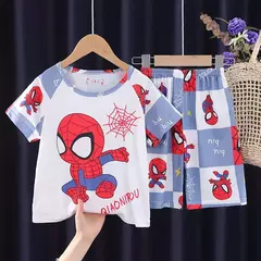 Conjunto de pijamas de manga curta infantil, roupa de menino, roupa de dormir infantil, verão - loja online