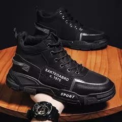 Bota de pelúcia masculina, com renda, antiderrapante, tornozelo, casual, ao ar livre, tênis masculinos, quente, inverno, moda, novo - comprar online