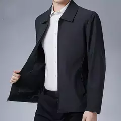 Jaquetas monocromáticas à prova de vento para homens de meia idade, casaco com zíper com gola lapela, jaquetas casuais masculinas, 5 tamanhos, inverno - comprar online