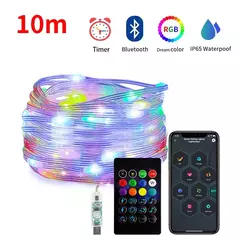 Smart Bluetooth LED String Fairy Lights, Dreamcolor RGB Lights, guirlanda para o ano novo, decoração do casamento, USB, 5V, WS2812B - Wolf Magazine