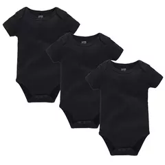 Macacão preto de manga curta para bebês, 100% algodão, bodysuits em branco, bebê recém-nascido, roupas de corpo liso, 0-24 meses, 3pcs na internet