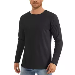 Camiseta com protetor solar UV masculina, manga comprida, gola redonda, caminhada ao ar livre, pesca, tops de secagem rápida, cor sólida, UPF50 + - Wolf Magazine