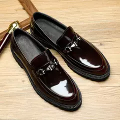 Imagem do Sapato masculino vestido de fivela de rua, mocassins de couro genuíno, sapatos casuais luxuosos, sapato elegante bom ponto afiado, alta qualidade