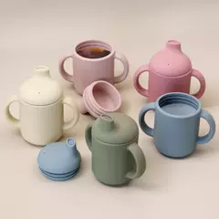 Imagem do Bebê portátil Alimentação Drinkware Cup, Recém-nascido Aprendizagem, Hand Shank Garrafas, Silicone Talheres, Garrafa De Água Da Criança, Acessórios do bebê