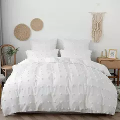 Wostar verão branco pitada plissado capa de edredão 220x240cm luxo cama casal colcha conjunto cama rainha king size consolador capa - loja online