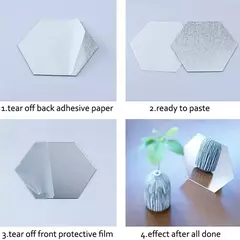 Hexagon 3D Espelho Adesivo de Parede, Sala Adesivos, Decoração do Quarto, Banheiro, Decoração de Casa, Vários tamanhos, DIY TV Fundo