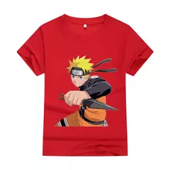 Camiseta infantil de algodão estampado naruto, desenho animado japonês na moda cosplay casual para menino, blusa de manga curta, novo, 2024