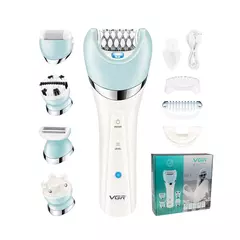 VGR Depiladora Elétrica para Mulheres, Barbeador Feminino, Removedor de Pêlos Corporais e Pernas, Lady Bikini Trimmer, Massagem de Limpeza Facial, V-703, 5 em 1 - comprar online