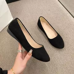 Sapatilhas de camurça falsa para mulheres, sapatos de barco, mocassins pretos, cor doce, senhoras, novo estilo, 2024 - comprar online